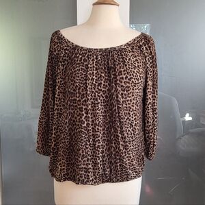 Michael Kors Brown Leopard Print Blouse